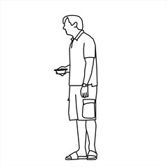 Vector design of sketch of a teenage boy holding something