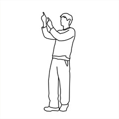 Vector design of sketch of a teenage boy dancing