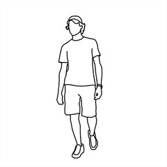 Fototapeta na wymiar Vector design of sketch of a teenage boy walking forward