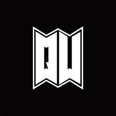 QW Logo monogram with emblem style design template