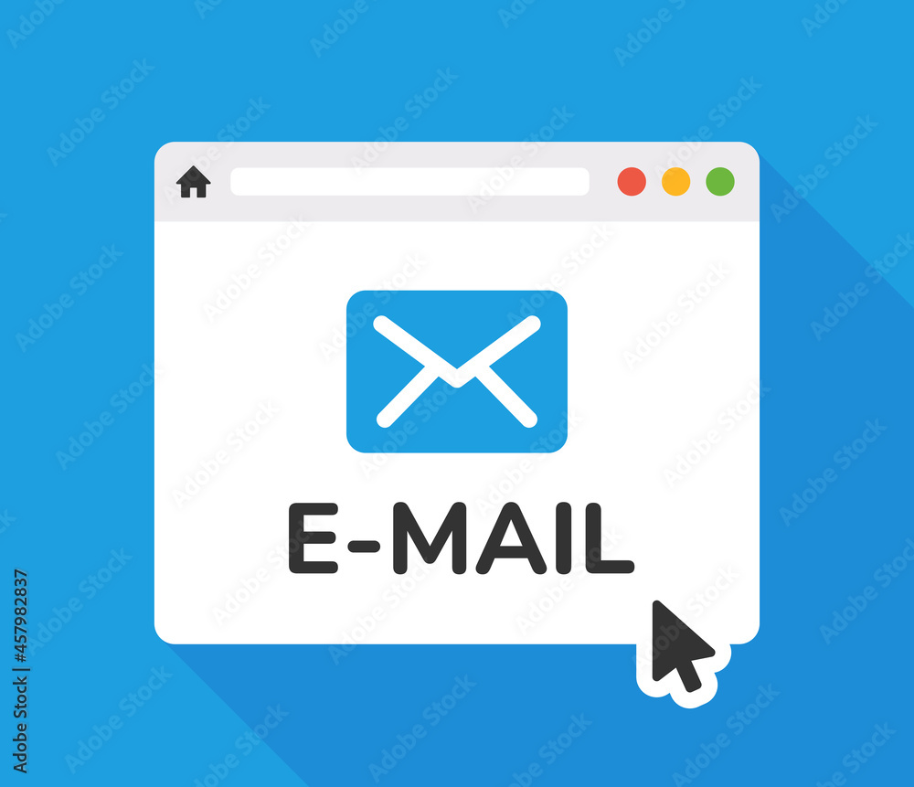 Poster website with e-mail icon vector illustration. sending mail symbol.