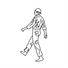 Vector design of sketch of a teenage boy walking excitedly