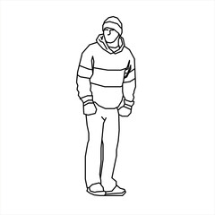 Vector design of a sketch of a man wearing a mountain jacket
