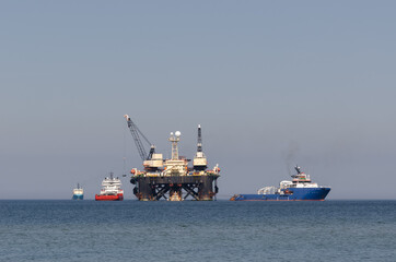 PIPE LAYER PLATFORM - Work at sea in the construction of a gas pipeline 