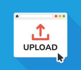 Upload on web browser icon vector  illustration.
