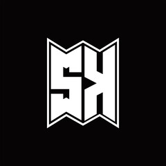 SK Logo monogram with emblem style design template