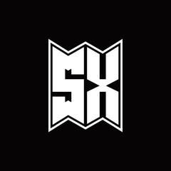 SX Logo monogram with emblem style design template