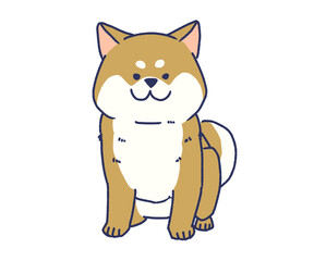 おすわりしているかわいい柴犬