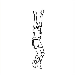 Vector design of a sketch of a person jumping on a ball over the net