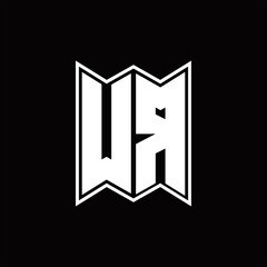 WR Logo monogram with emblem style design template