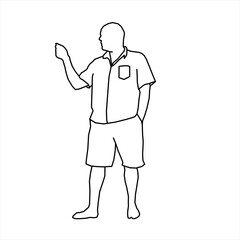 Vector design of sketch of a person pointing to the side