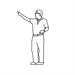 Vector design of a sketch of a person showing something