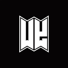UY Logo monogram with emblem style design template