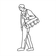 Vector design of a sketch of a person returning home