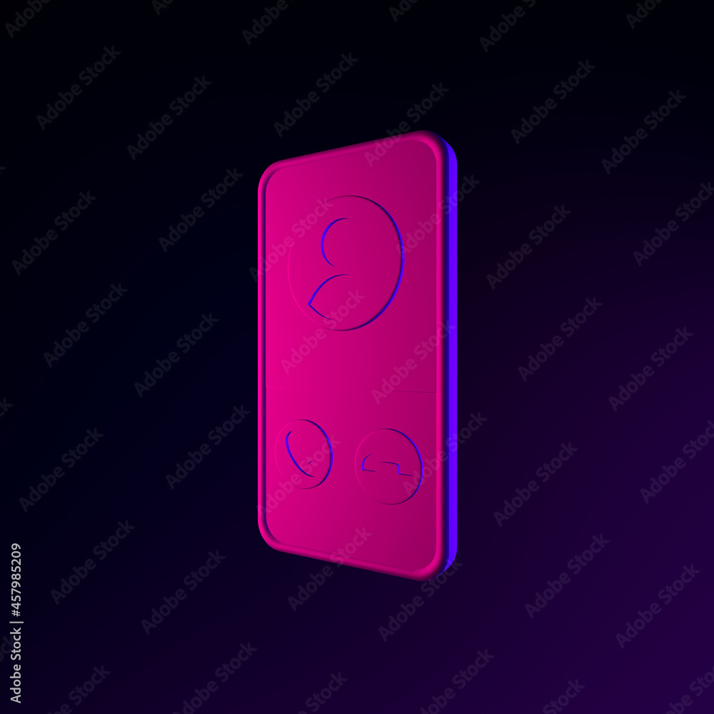 Poster smartphone neon icon. 3d rendering ui ux interface element. dark glowing symbol.