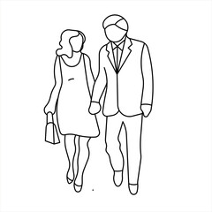 Vector design of sketch of a husband and wife holding hands