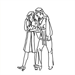 Fototapeta na wymiar Vector design of sketch of two women going to a party