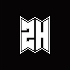 ZH Logo monogram with emblem style design template