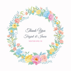 Beautiful Rose Flower and botanical leaf digital painted illustration for love wedding valentines day or arrangement invitation design greeting card