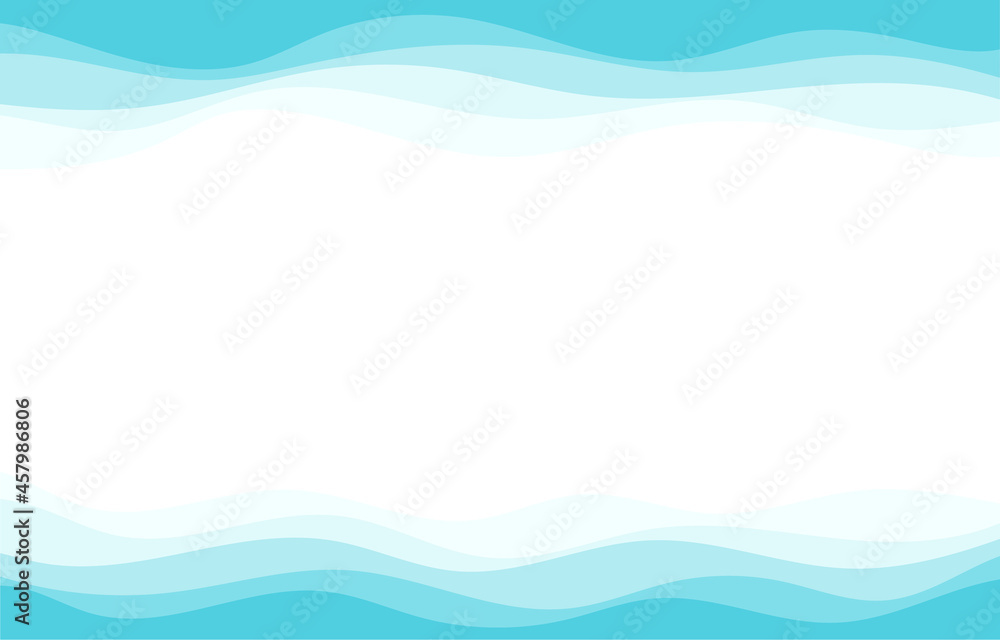 Wall mural modern blue wave abstract frame vector background without border banner and blank space.