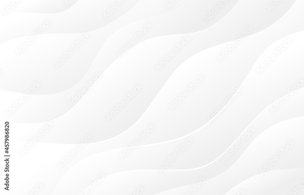 Wall mural smooth and clean vector subtle background illustration, abstract white light gray wave flowing lines
