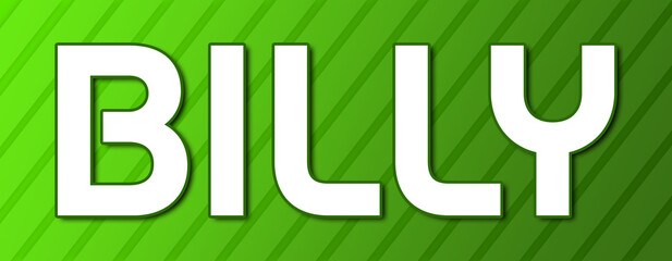 Billy - text written on green background with abstract lines