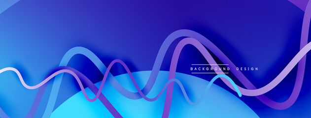 Abstract gradient background with wave line with shadow effect. Geometric composition. 3D shadow effects and fluid gradients