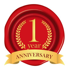 Anniversaries sealing wax  icon illustration ( 1st  anniversary)