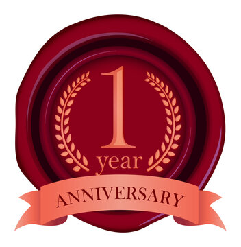 Anniversaries sealing wax  icon illustration ( 1st  anniversary)