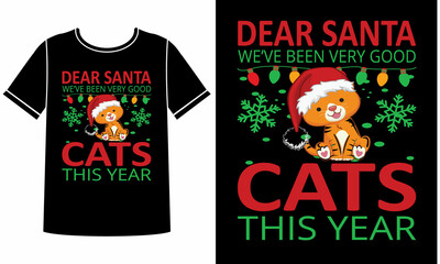 Dear Santa cats this year t-shirt design 