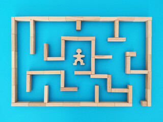 Man in the labyrinth the search for the exit, the concept of a business strategy, analytics, search...