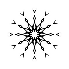 Simple snowflake of black lines. Festive decoration for New Year and Christmas