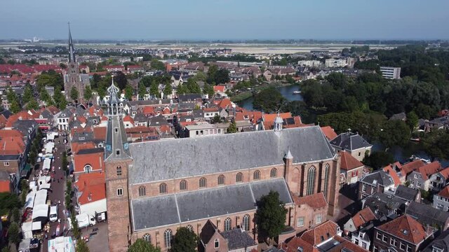 City Weesp with two churches and local market