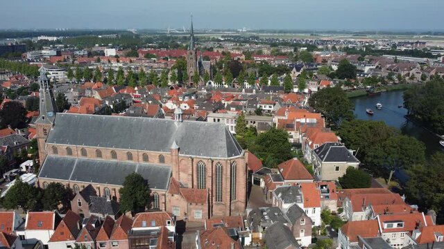 City Weesp with two churches and local market