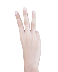 Fototapeta premium Female beautiful talent hand, arm fingernails fingers in good shape skin figure gesture, isolated