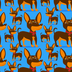 Chihuahua dog vector pattern. For printing on fabric.