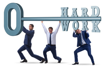 Concept of hard work with key and businessman