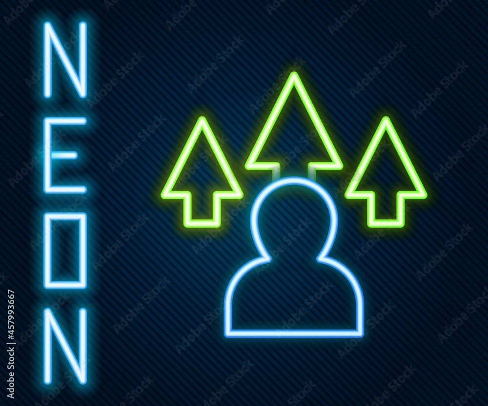 Poster glowing neon line web design and front end development icon isolated on black background. colorful o