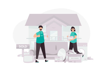 House sold and moving house illustration concept