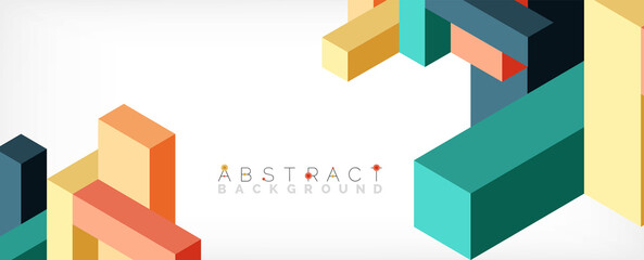 Obraz premium Abstract background. 3d cubes, cubic elements and blocks. Techno or business concept for wallpaper, banner, background, landing page