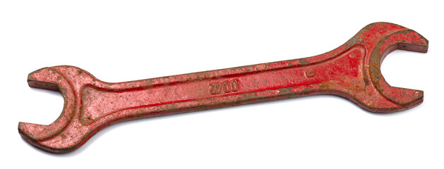 Old wrenches on a white background