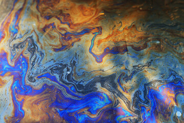 spilled gasoline rainbow background, industrial hazard spill pollution, abstract texture...