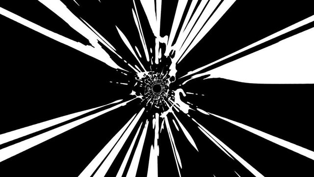 Abstract Black And White Graphic Vortex Tunnel Loop/ 4k animation of an abstract tunnel with black and white posterized and halfdots wavefield vortex seamless looping