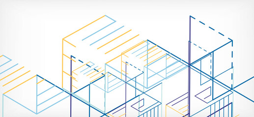 Abstract background. Color lines on white background. Linear abstract composition. Techno or business concept for wallpaper, banner, background, landing page