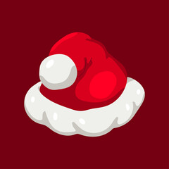 Santa Claus hat vector cartoon illustration isolated on a red background.