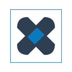 Cross adhesive bandage, medical plaster icon. Simple editable eps vector usable for web and print items.