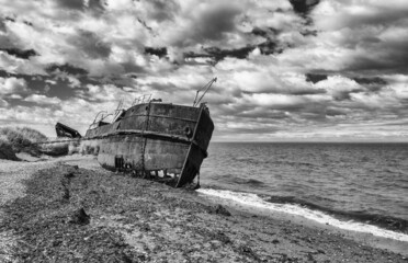 Ship wreck from 19th century in Chile