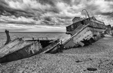 Ship wreck from 19th century in Chile