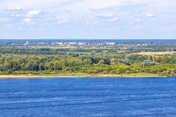Blue river summer landscape, Volga  river, Russia