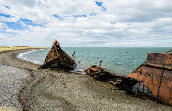 Ship wreck from 19th century in Chile